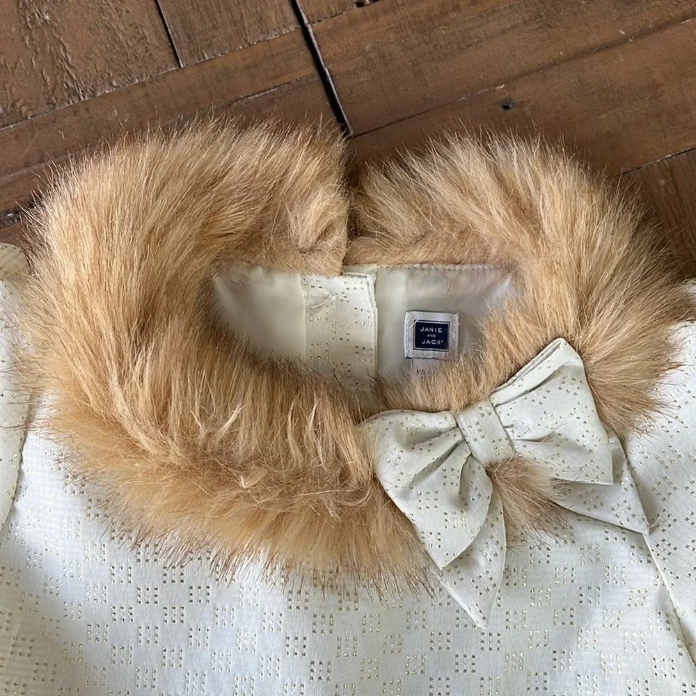 Janie and jack metallic faux fur collar party  party dress